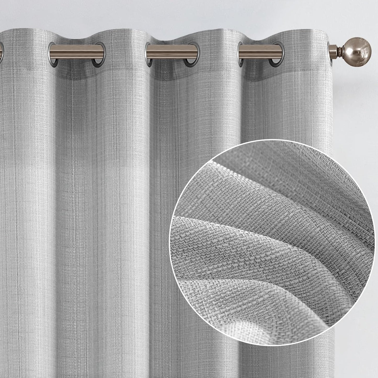 jinchan Curtains Linen Textured Casual Weave for Living Room