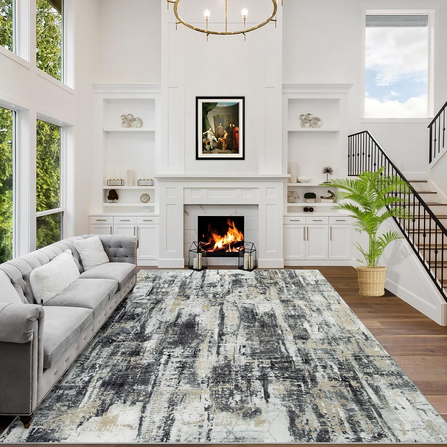 5x7 Area Rugs Washable Rug for Modern Living Room Decor