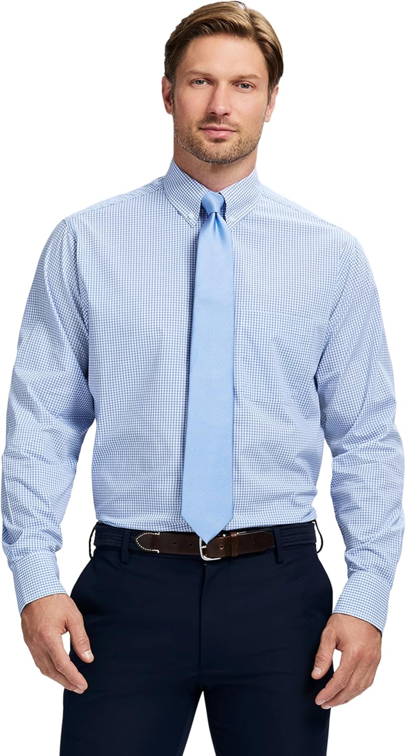 IZOD Men's Dress Shirt Regular Fit Long Sleeve Wrinkle Free Style