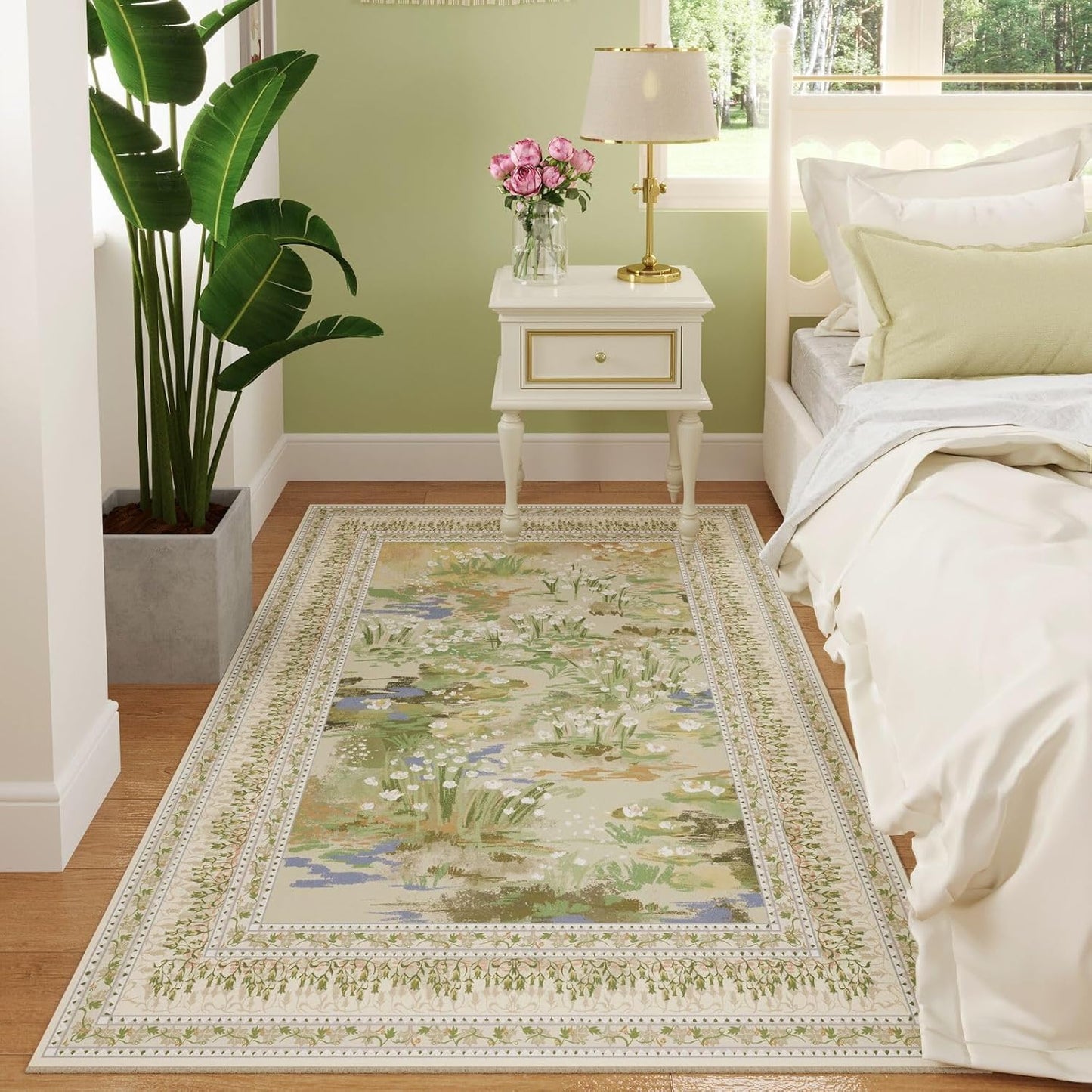 3x5 Washable Rug for Bedroom and Kitchen - Vintage Style
