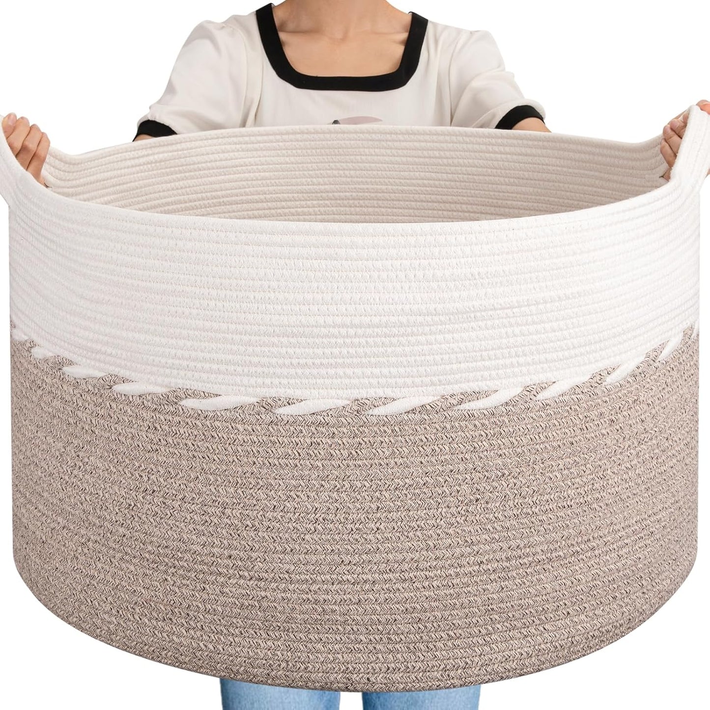 Extra Large Cotton Rope Blanket Basket for Home Storage Needs