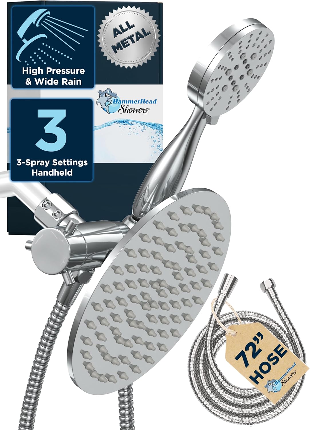 HammerHead Showers Dual Shower Head Combo for Ultimate Luxury
