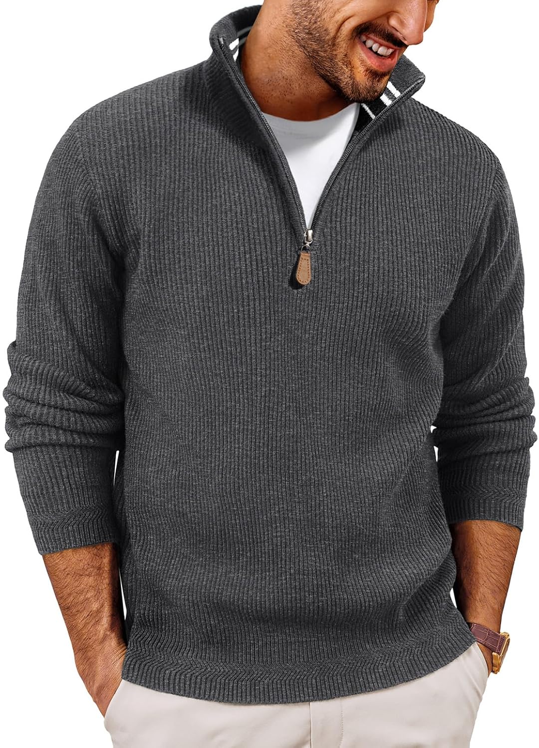 PJ PAUL JONES Men Quarter Zip Pullover Sweater for All Occasions