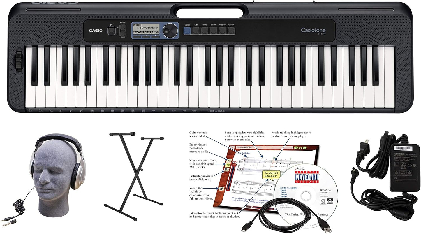 Casio CT-S300 61-Key Premium Keyboard Package with Headphones