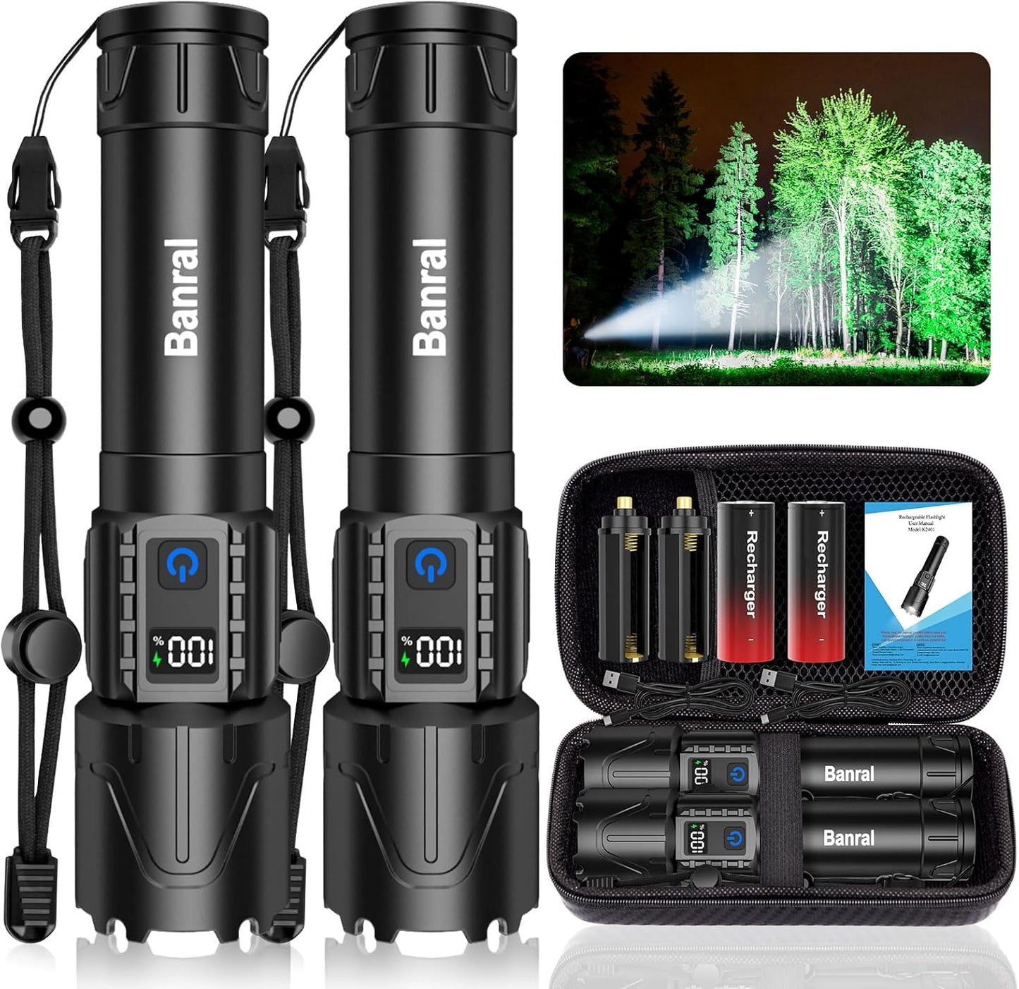 Rechargeable Flashlights High Lumens - Super Bright LED Tactical