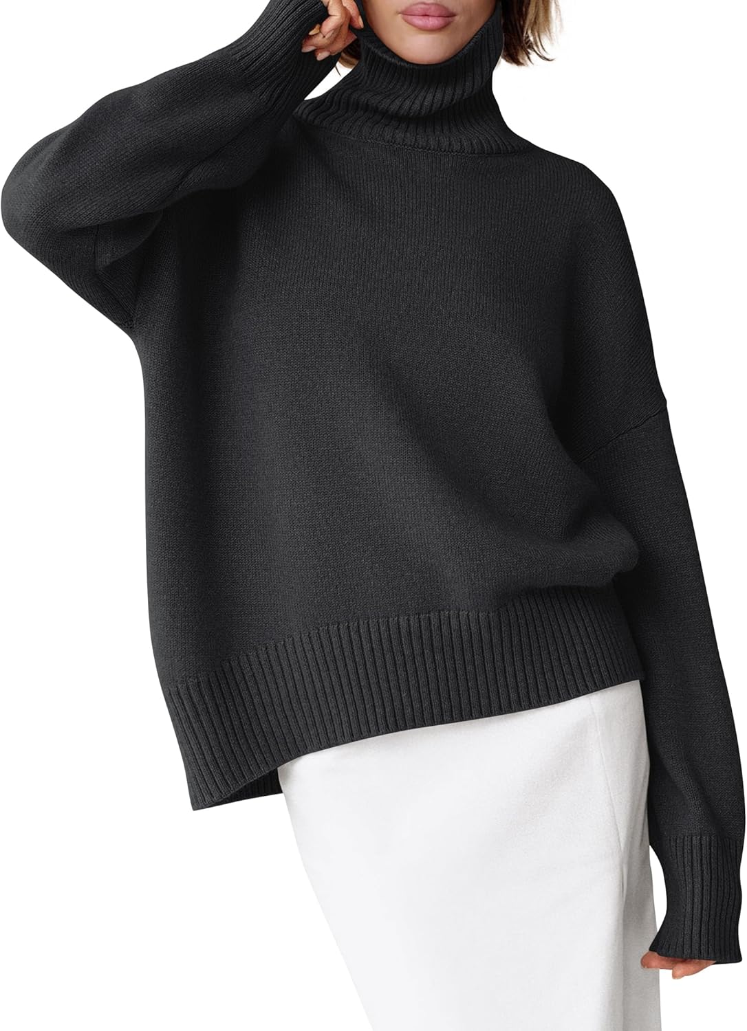 Oversized Chunky Knit Turtleneck Sweater for Women 2025