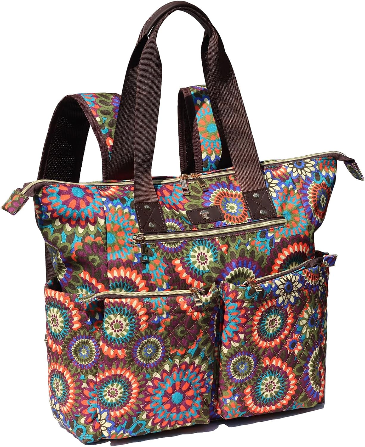 Multifunctional Diaper Tote Bag Backpack with Insulated Pockets