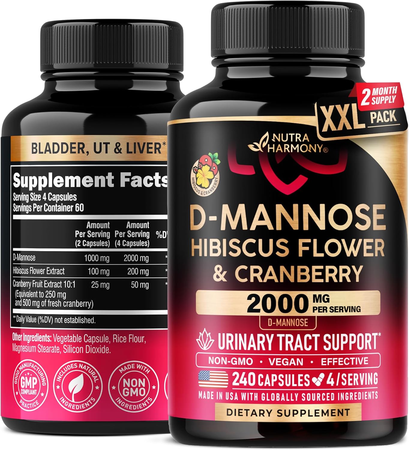 D-Mannose 2000mg Capsules for Urinary Tract Health Support