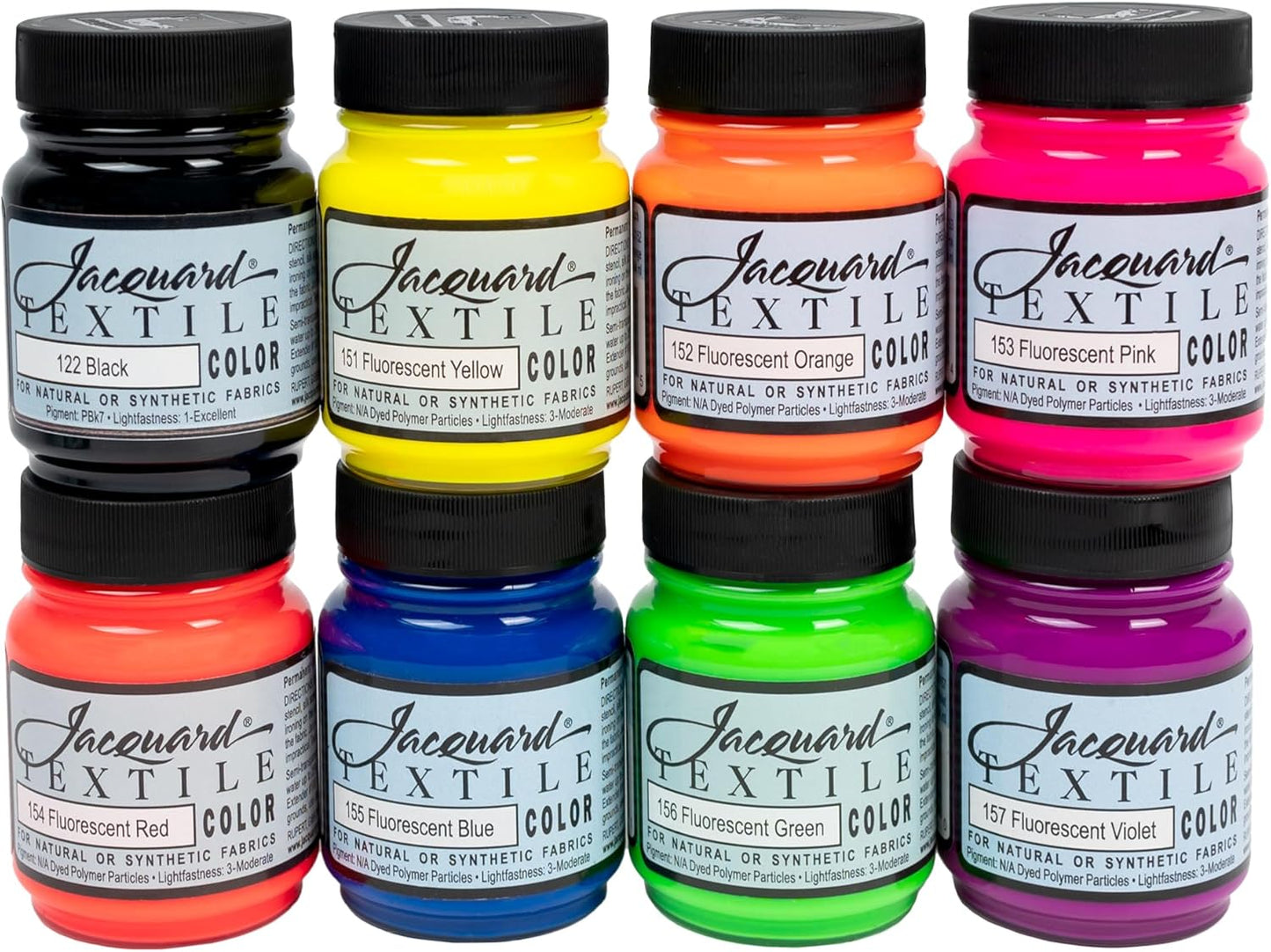 Jacquard Textile 8 Color Fluorescent Fabric Paint Set for Crafts
