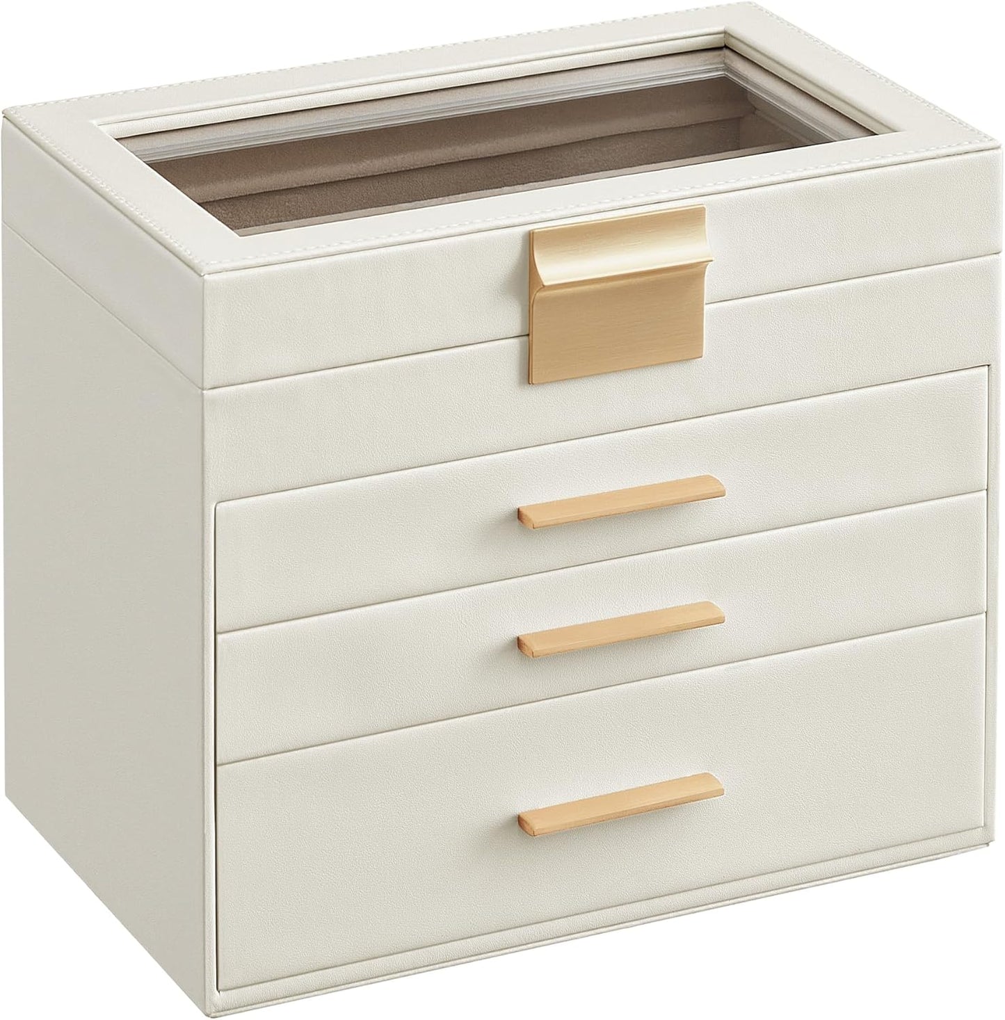 SONGMICS Jewelry Box Organizer with Glass Lid for Storage