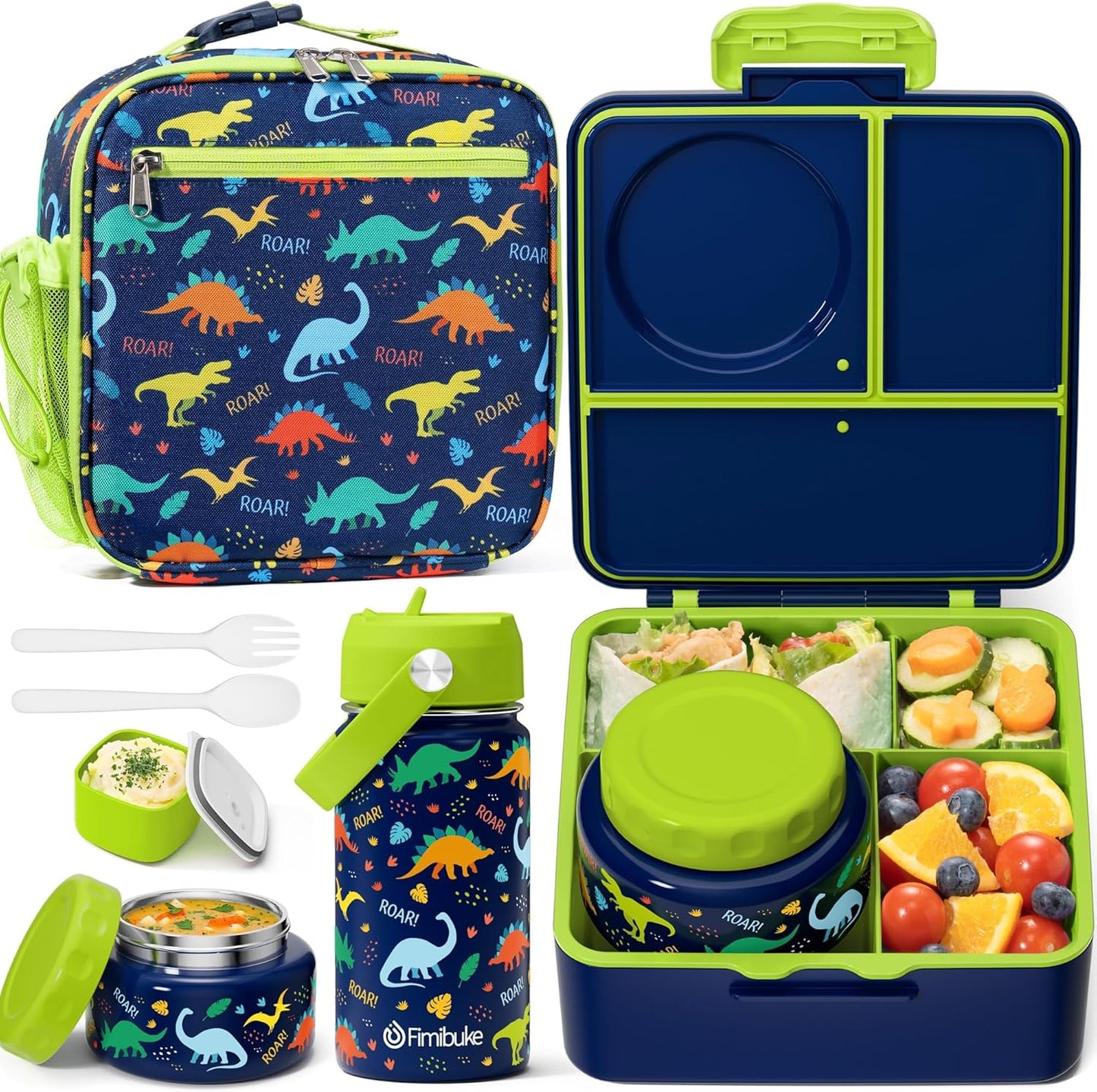 Fimibuke Kids Bento Lunch Box Set with Thermos for School