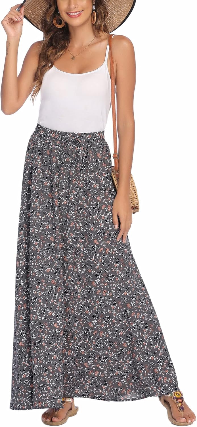 Bluetime Women Flowy Long Skirts for Summer Beach Style