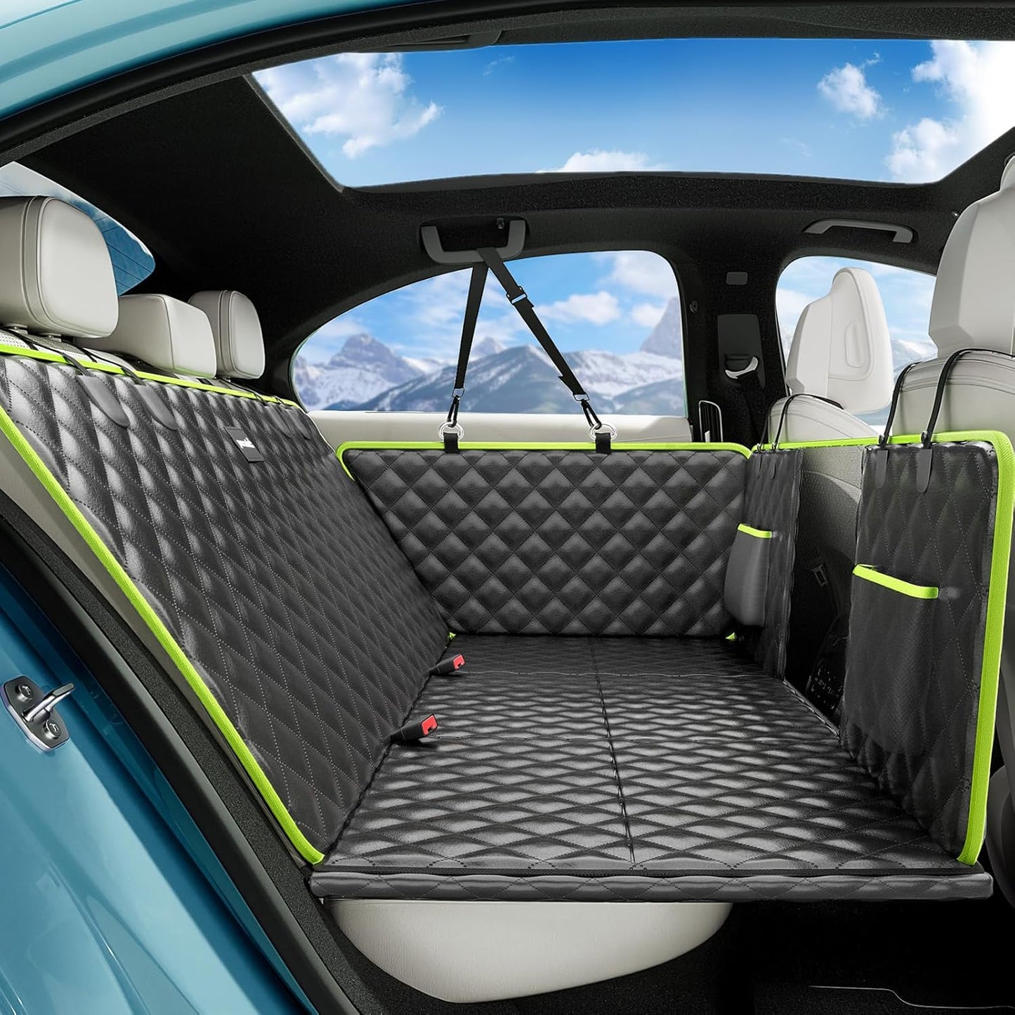 Dog Car Seat Cover for Back Seat - Waterproof Leather Fabric