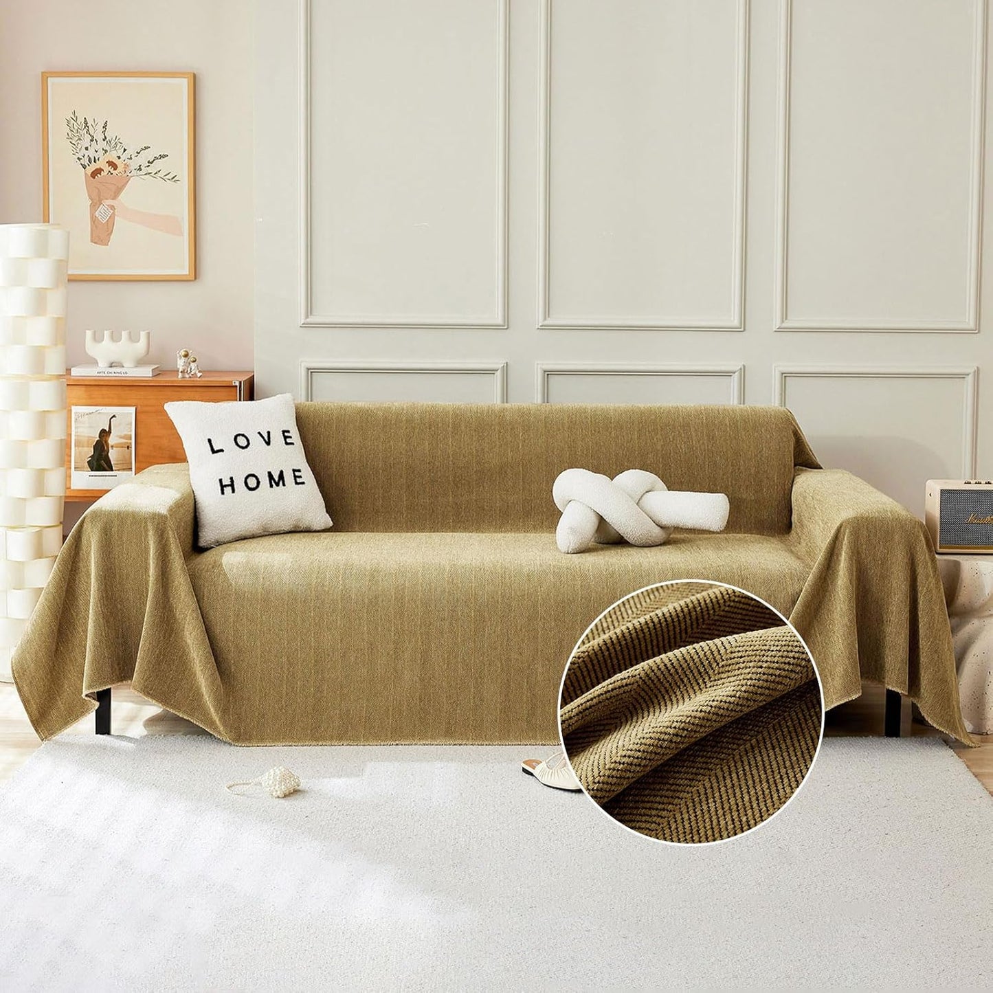 STACYPIK Wear-Resistant Chenille Yellow Sofa Cover Review