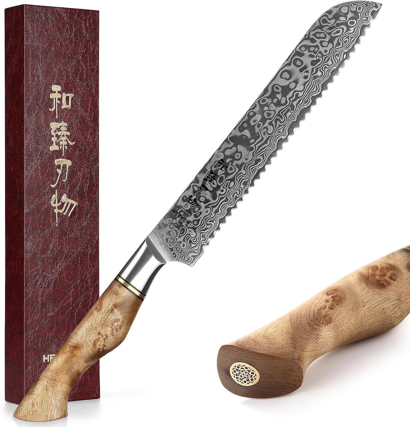 HEZHEN 8.3 Inch Serrated Bread Knife for Effortless Slicing