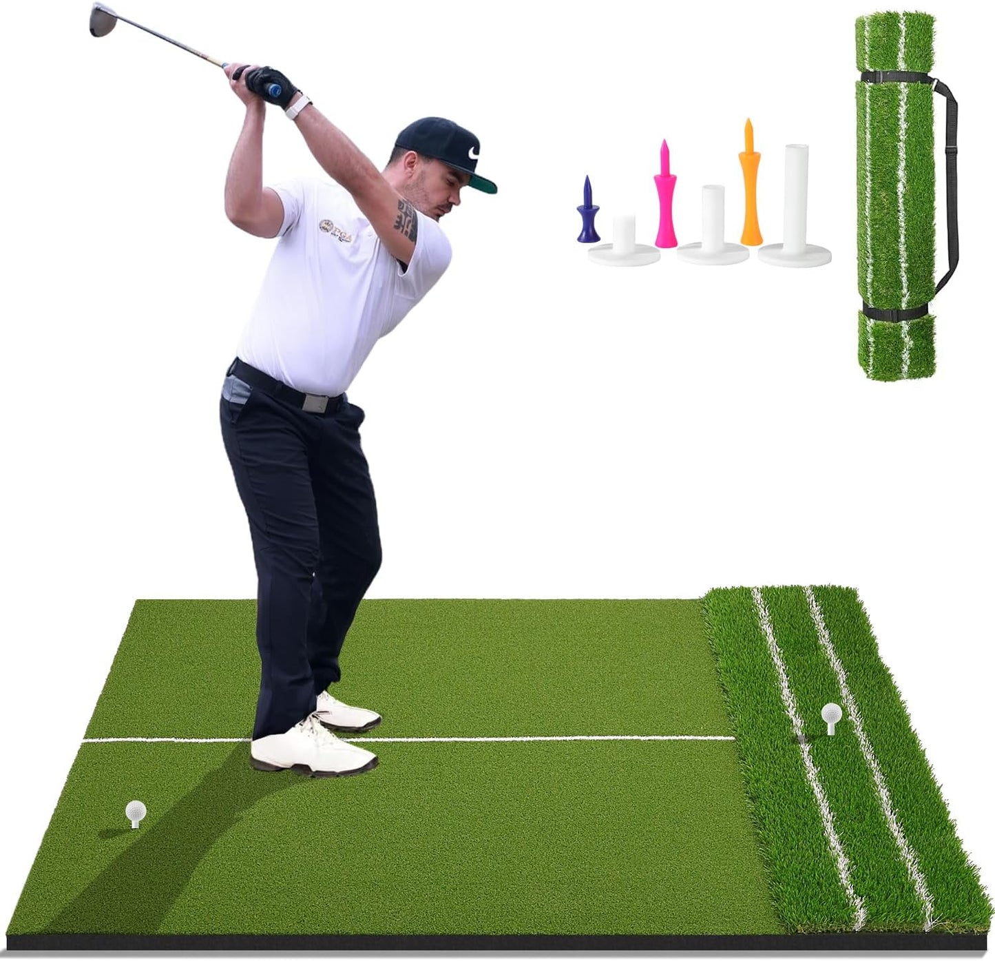 DCQ Real Feel Golf Hitting Mat for Indoor and Outdoor Practice