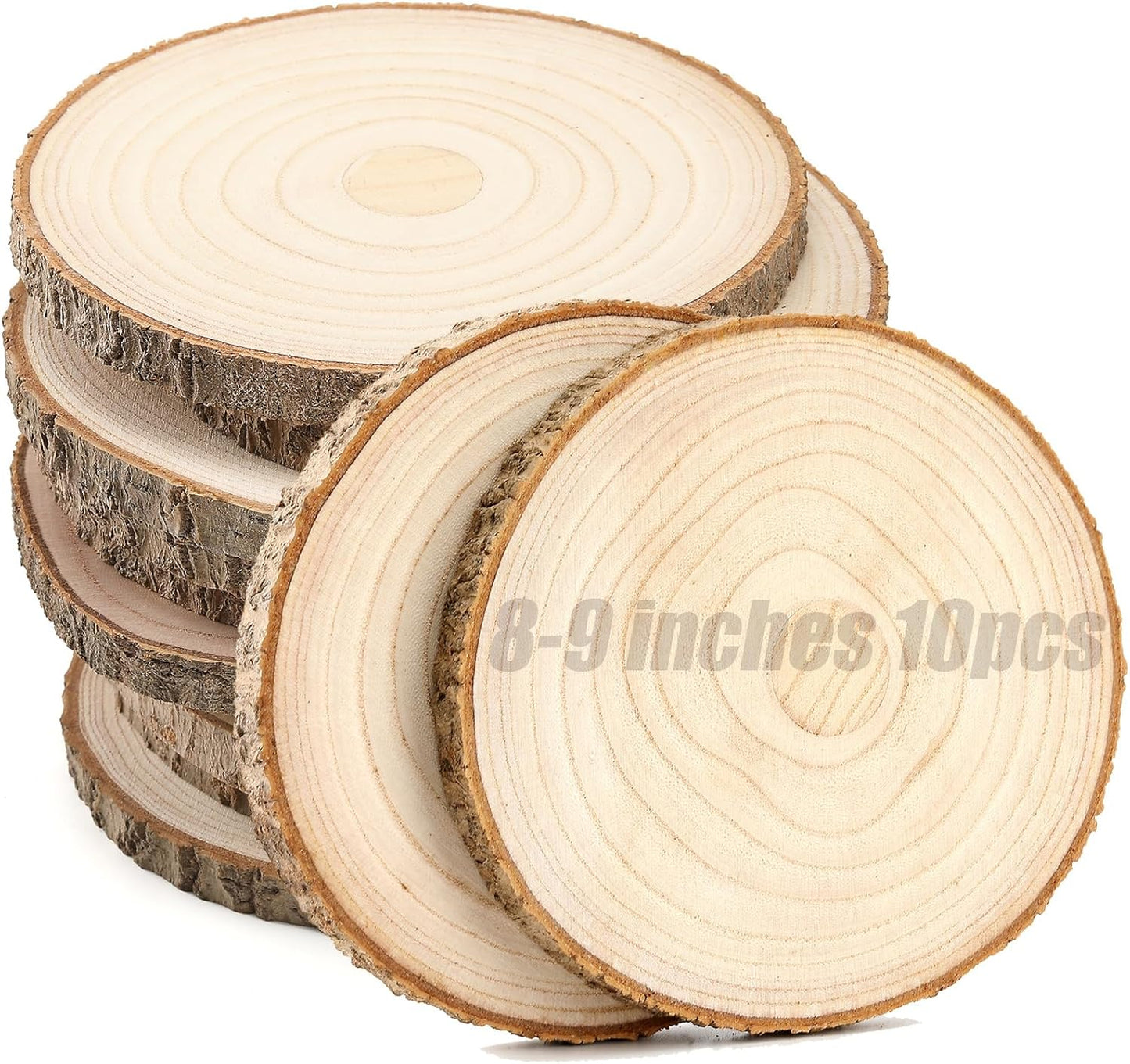 10 pcs Large Unfinished Wood Slices for Rustic Decor Projects