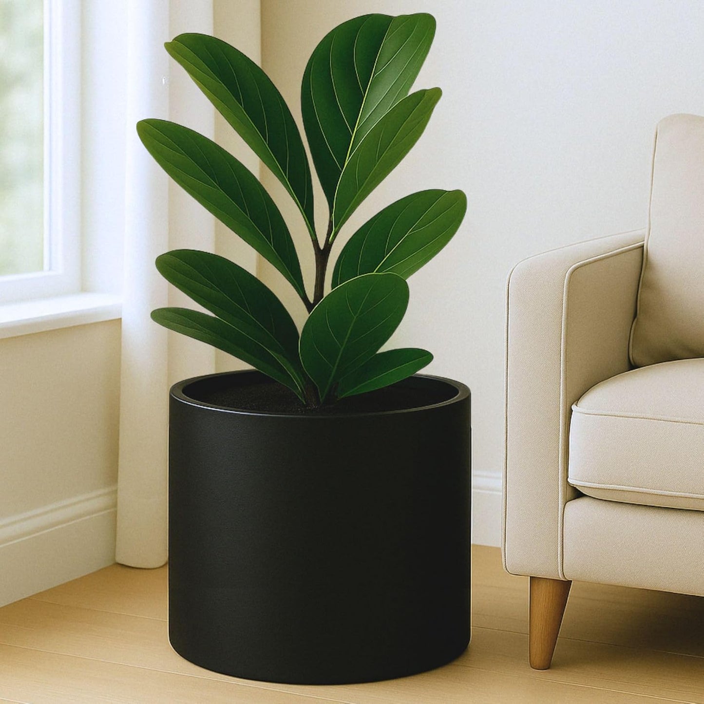 Extra Large 14.6 Inch Matte Black Planter for Indoor & Outdoor Use