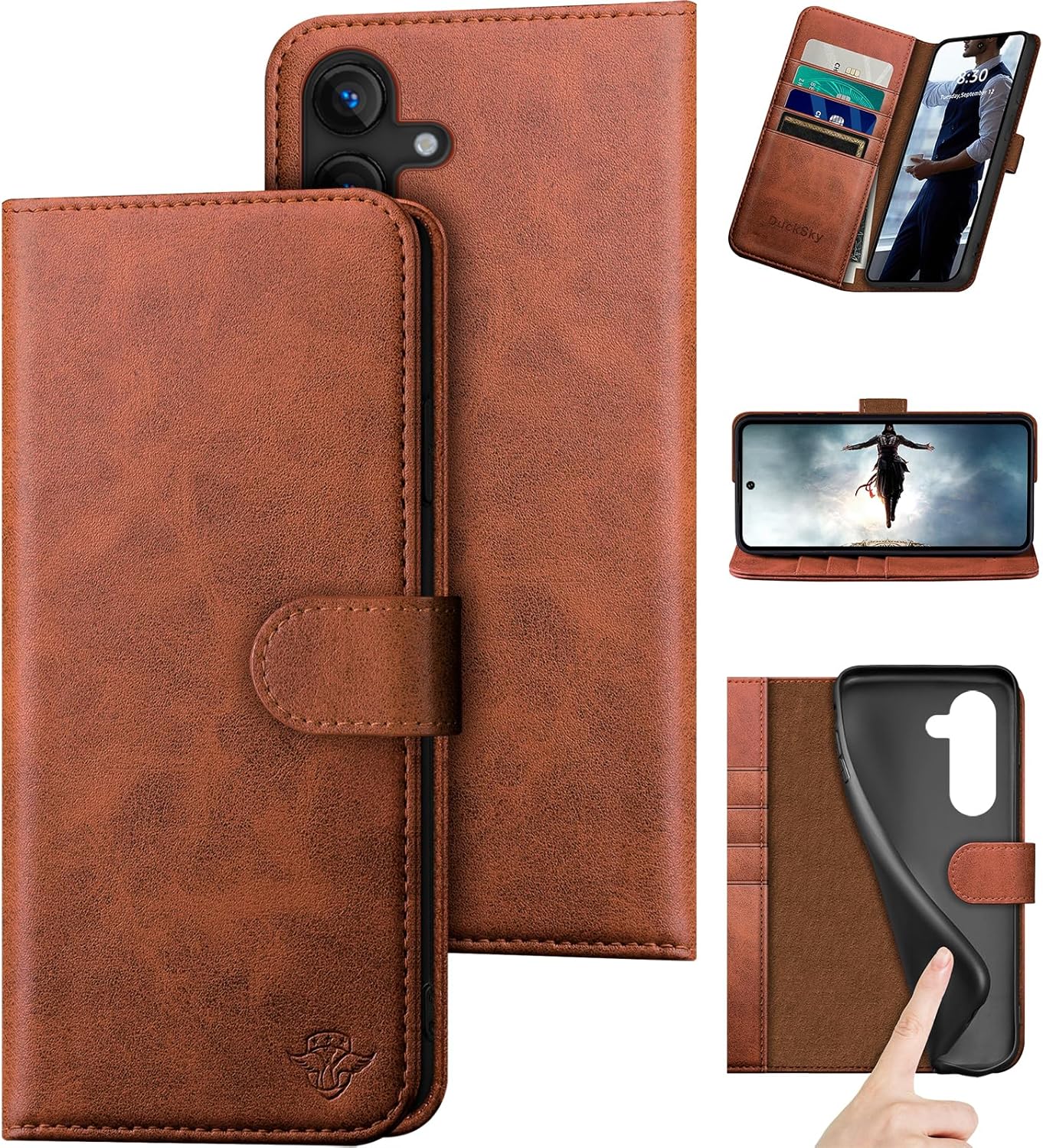 Compatible with Samsung Galaxy S25 Plus Genuine Leather Wallet Case
