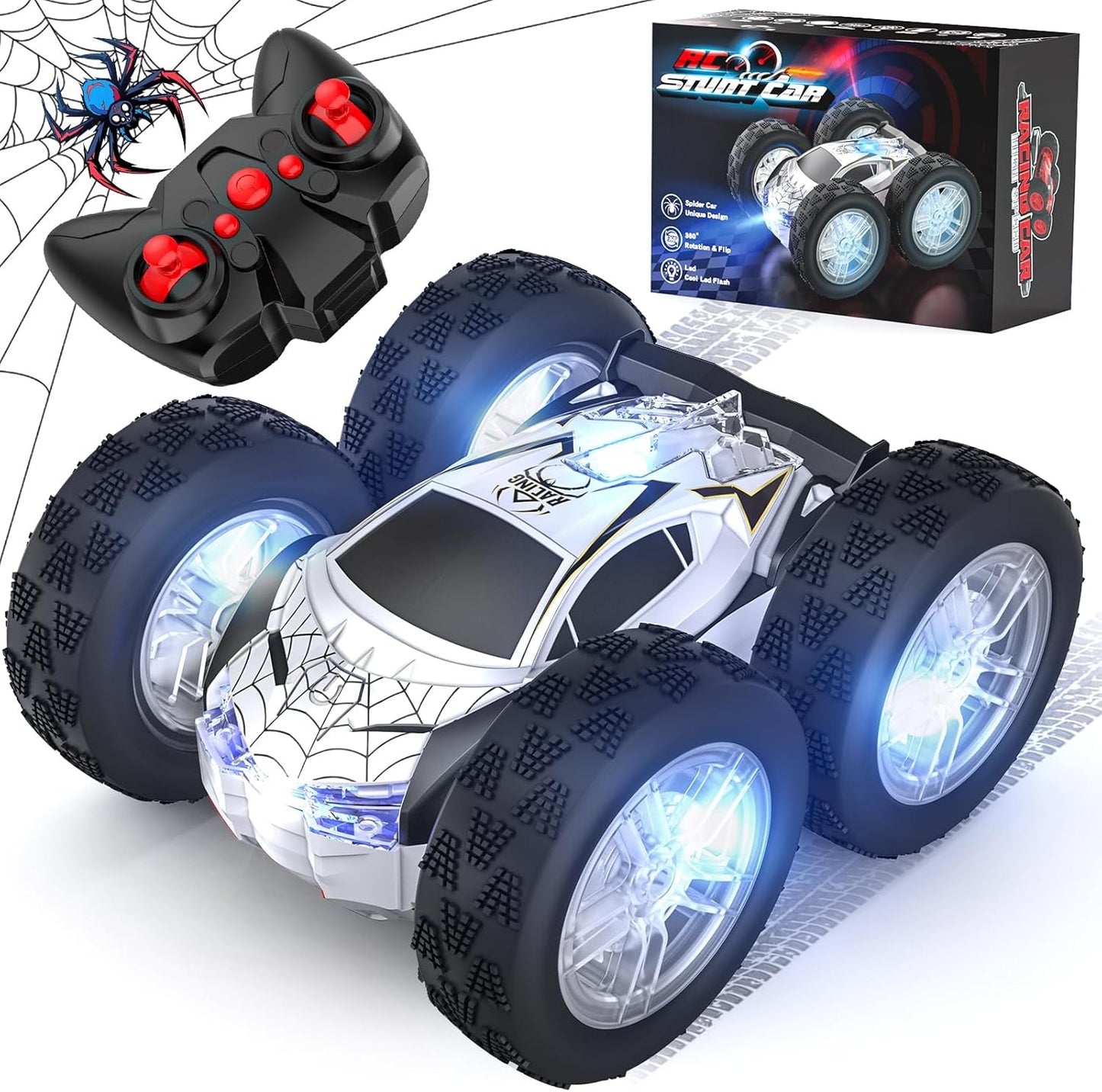 RC Stunt Car with Double-Sided Pattern & LED Flash
