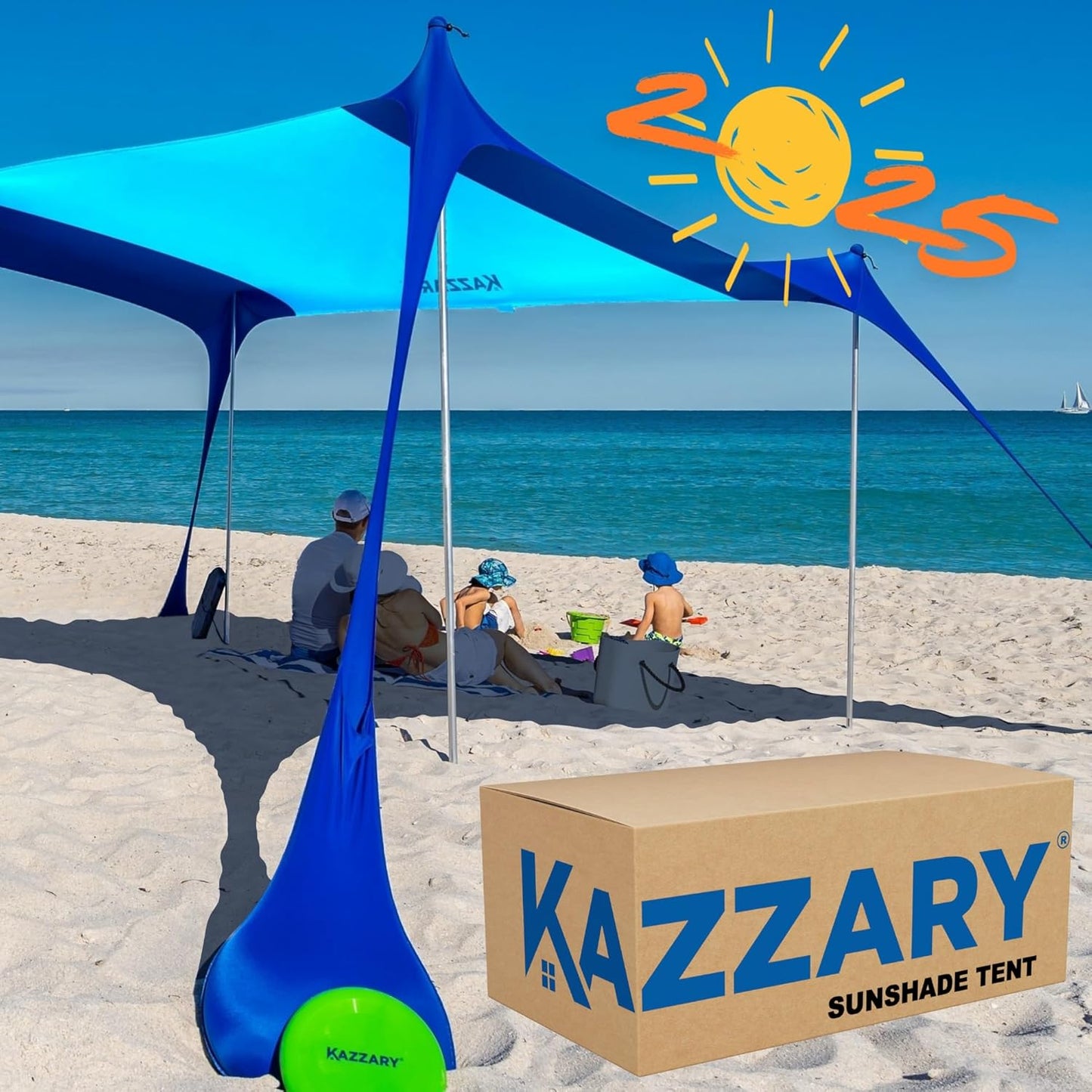 UPF50+ Beach Tent with 4 Poles & Sandbags - Sun Shelter