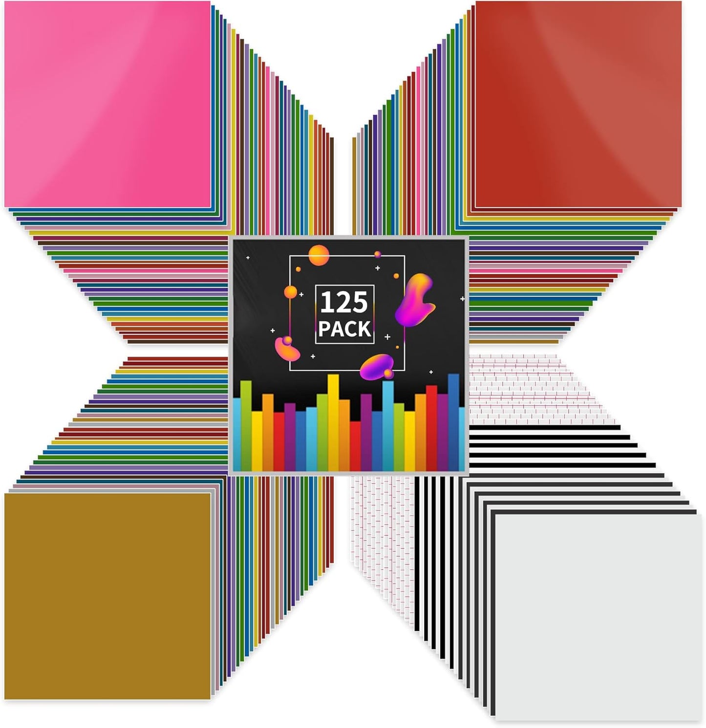 Lya Vinyl 125 Pack Permanent Vinyl Sheets for Crafting Projects