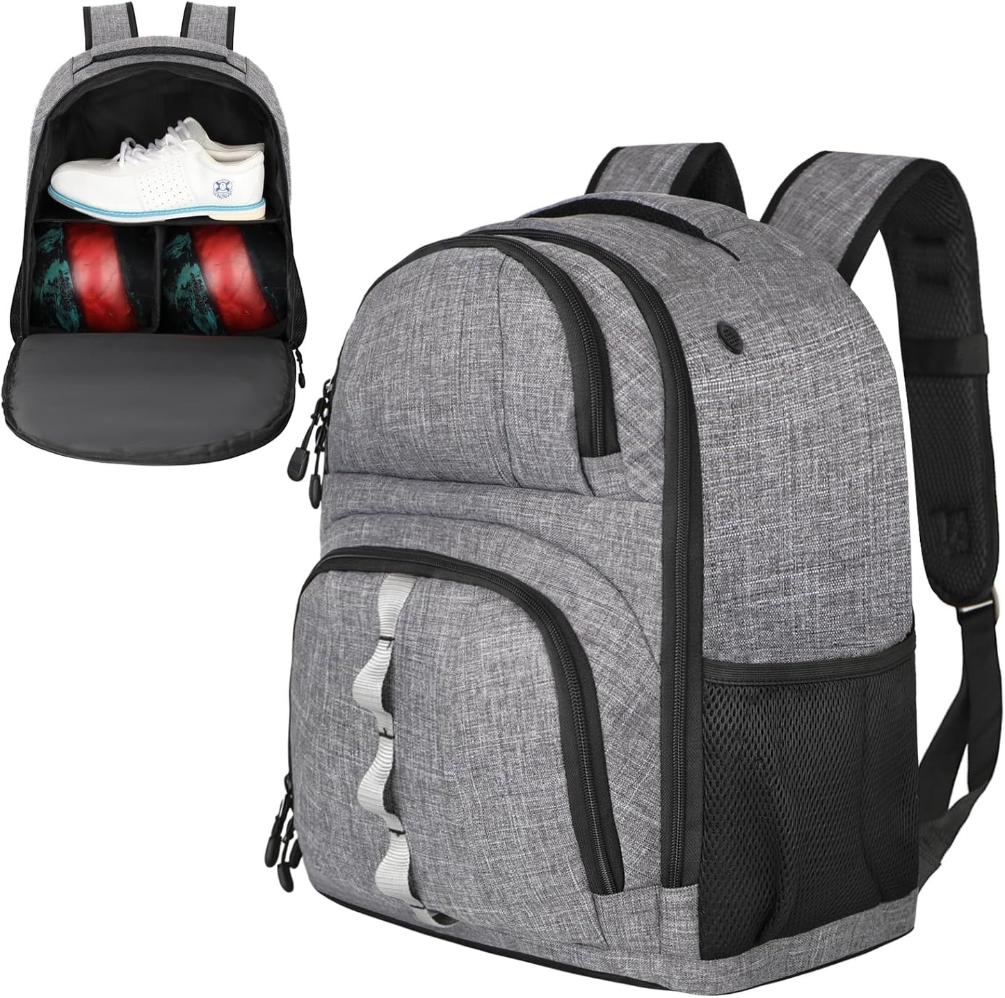2 Ball Bowling Backpack with Shoe Compartment for Size 16 Shoes
