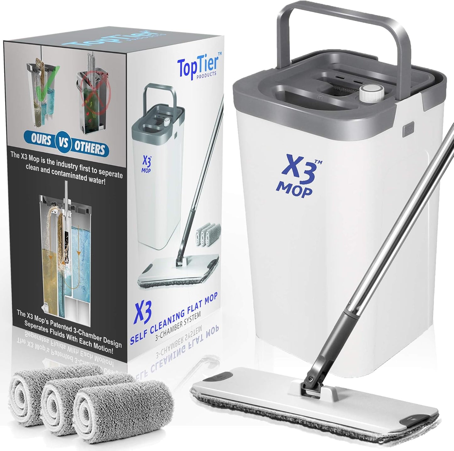 X3 Mop with 3-Chamber Design for Effortless Floor Cleaning
