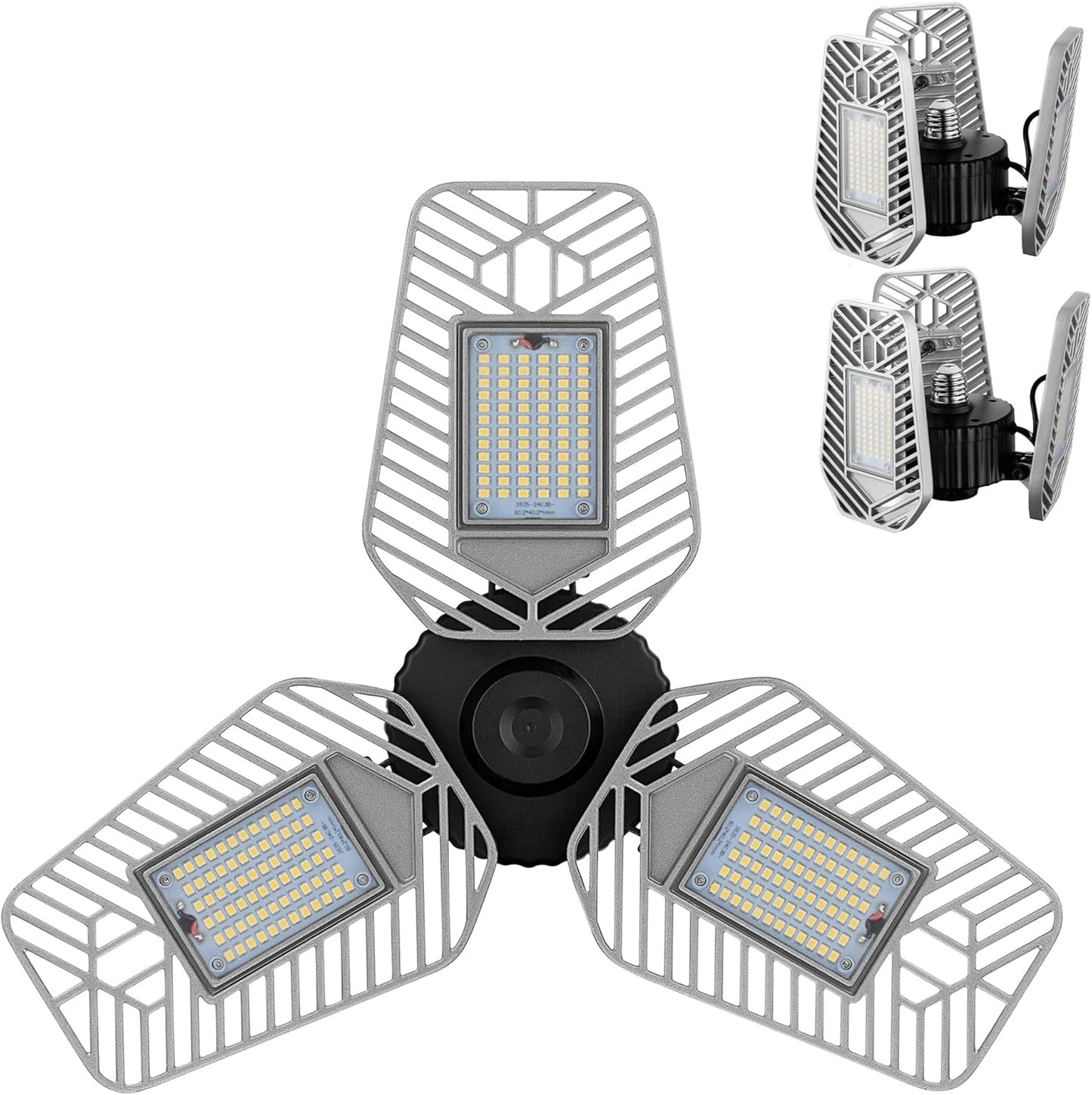 2-Pack Deformable LED Garage Ceiling Lights for Bright Spaces