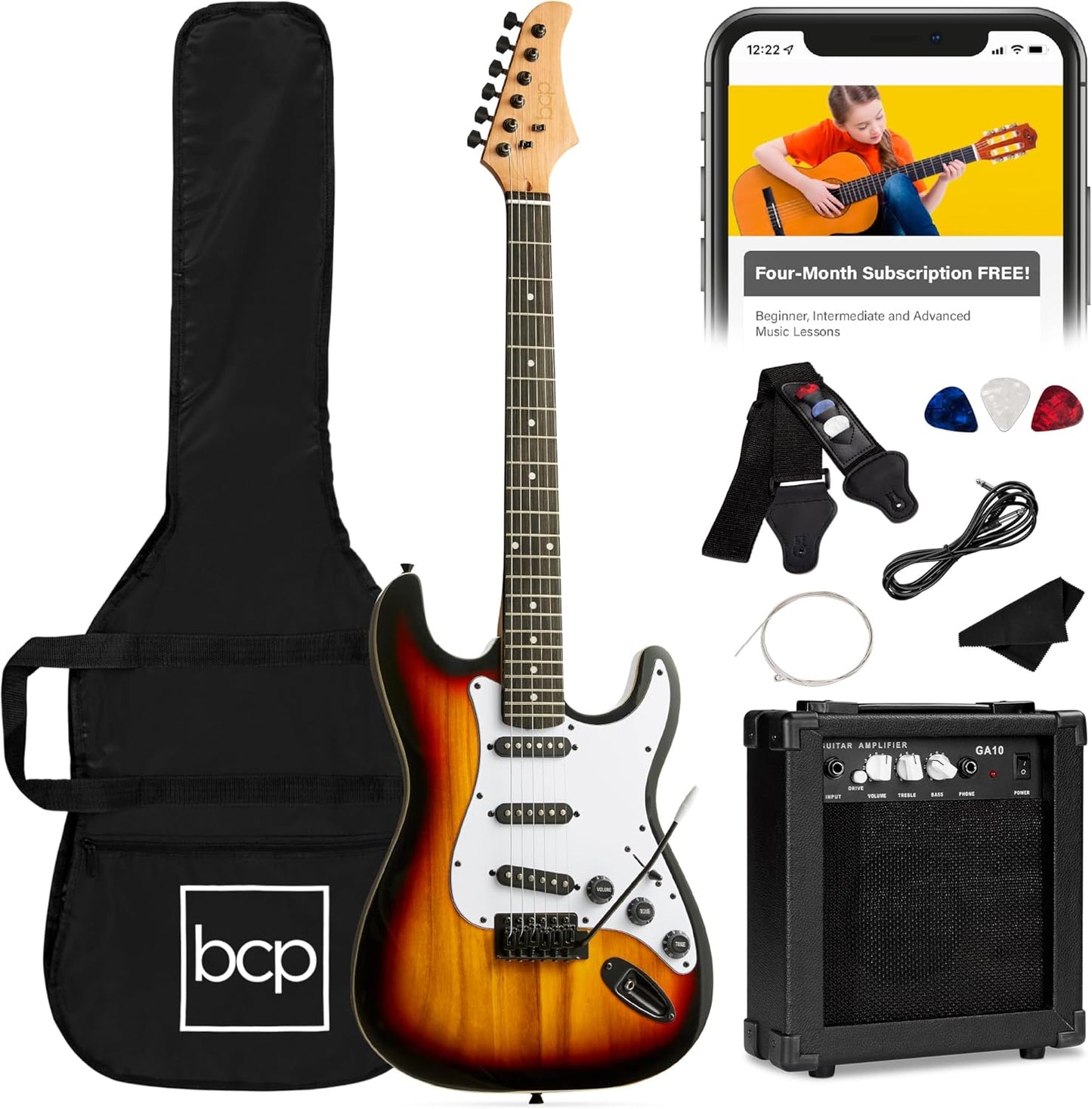 Full Size Electric Guitar Starter Kit - 3 Color Sunburst
