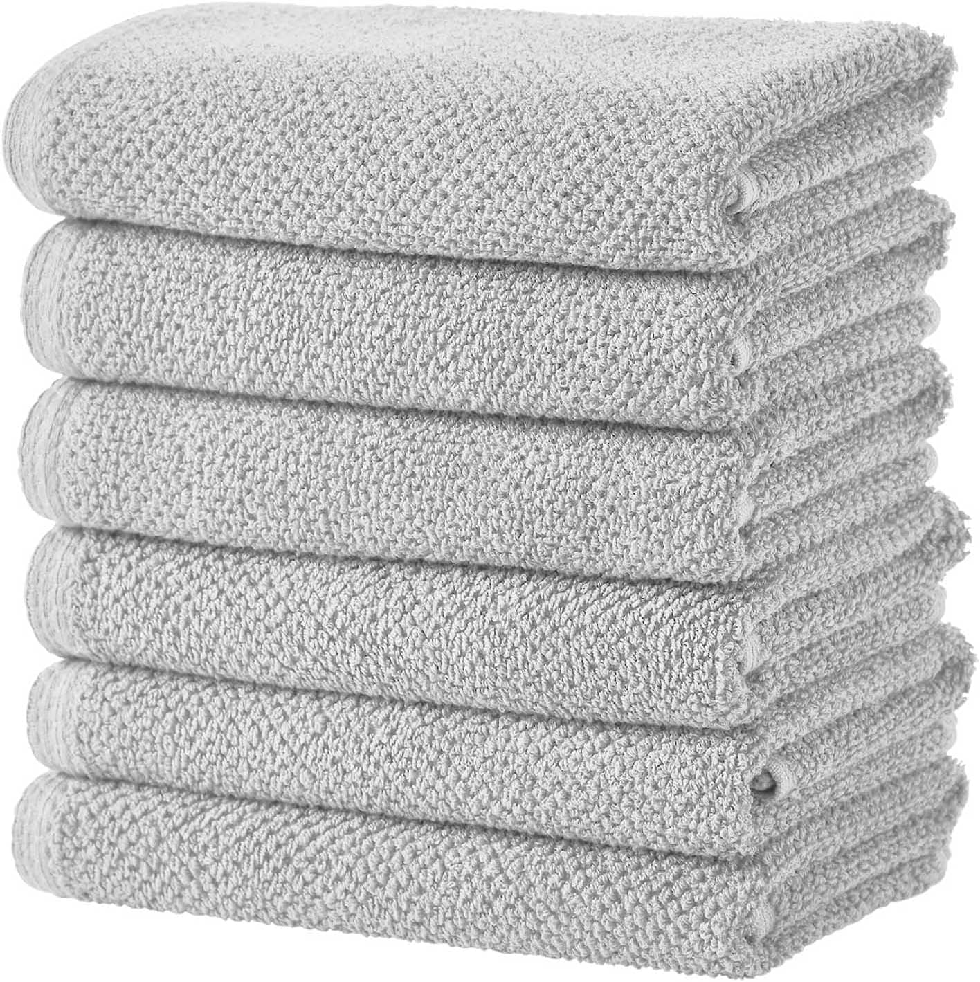 Grey Hand Towels Set - 100% Cotton, Absorbent & Quick-Drying