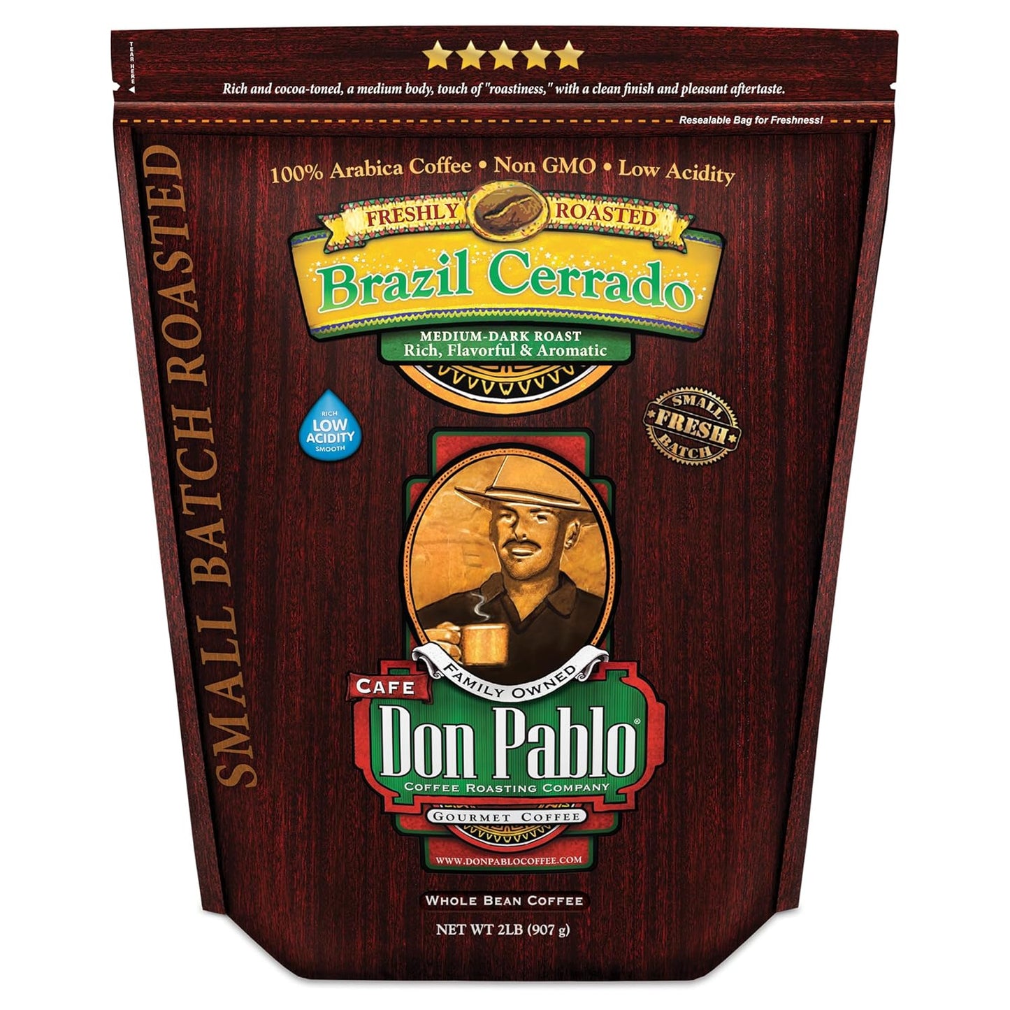 2LB Don Pablo Brazil Cerrado Whole Bean Coffee - Rich Medium Dark Roast