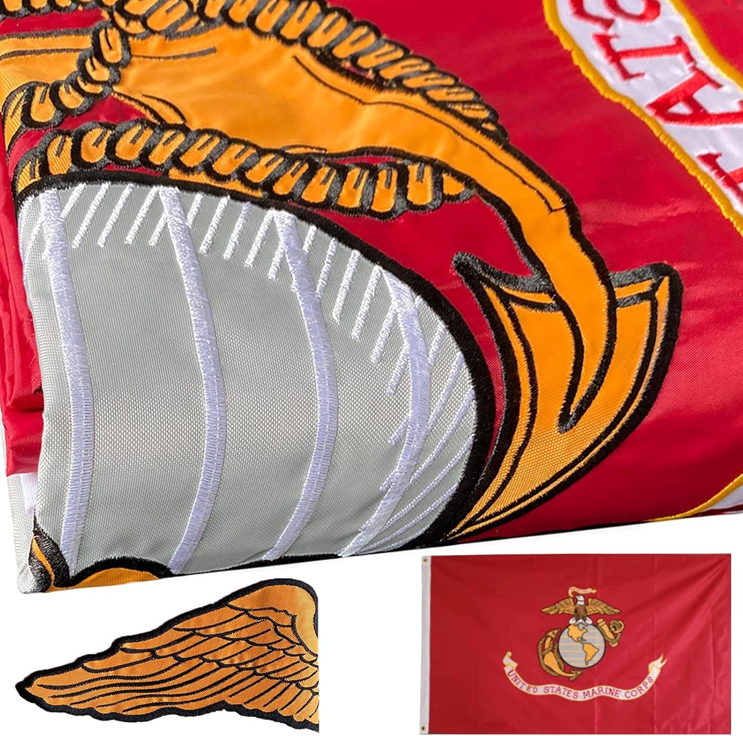 Embroidered Double Sided USMC Marine Corps Flag 3x5 for All Weather