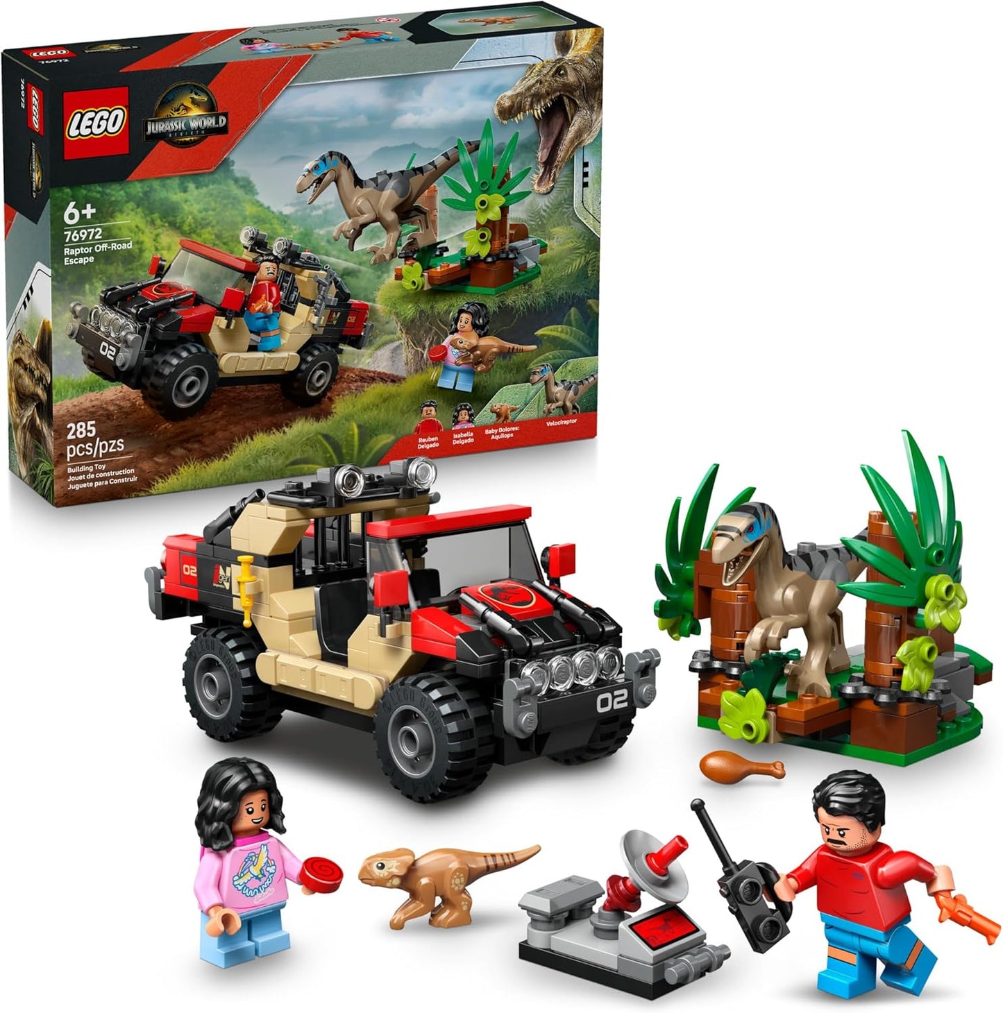 LEGO Jurassic World Raptor Off-Road Escape Dinosaur Toy Set