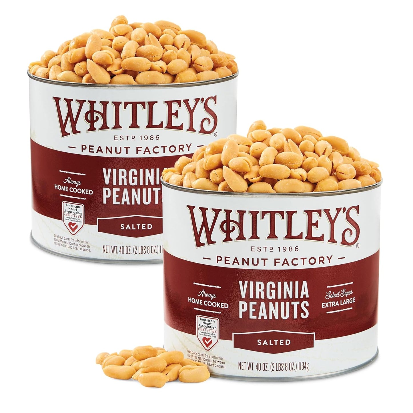 Whitleys Salted Virginia Peanuts Super Extra Large 2 x 40 Ounce