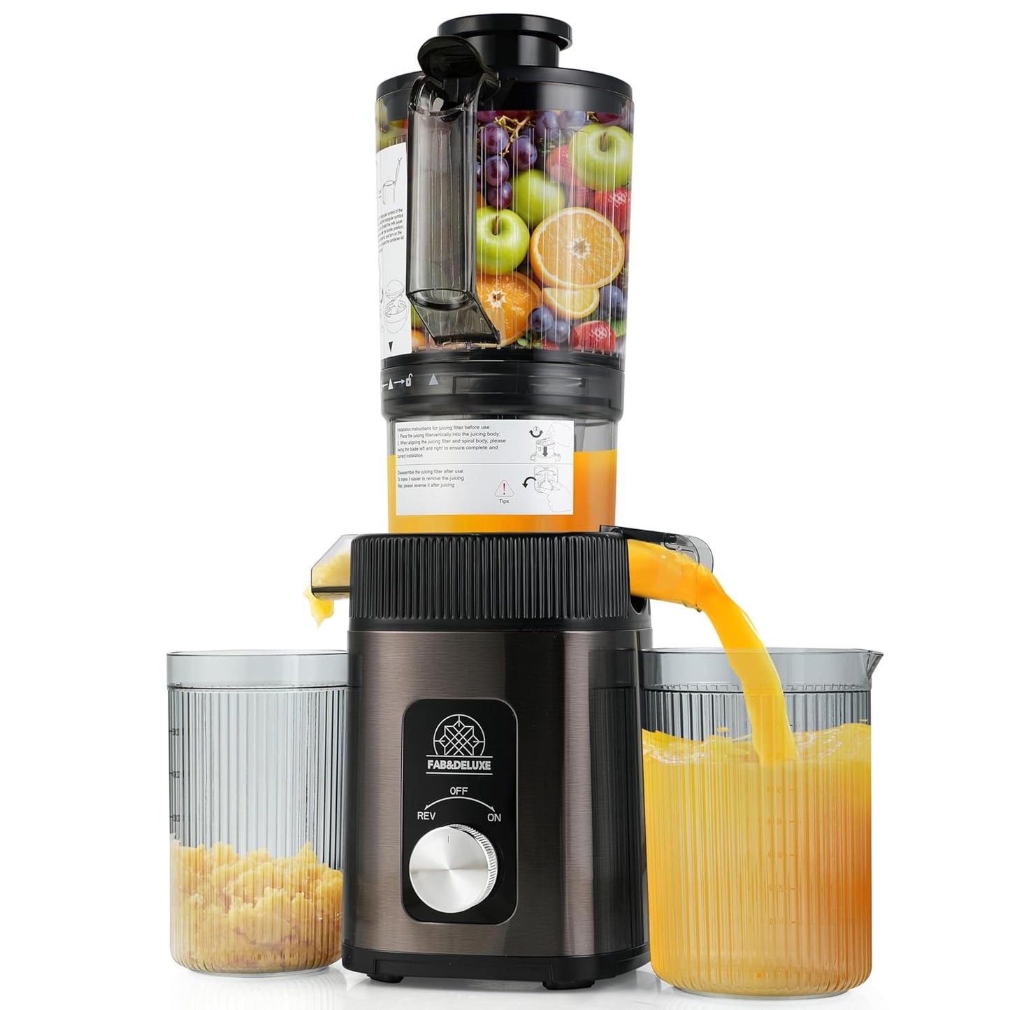 Cold Press Juicer with 4.3in Wide Feed Chute for Fresh Juice