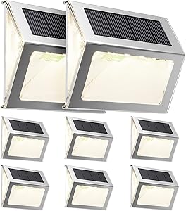 JACKYLED Solar Outdoor Deck Step Lights for Garden and Patio