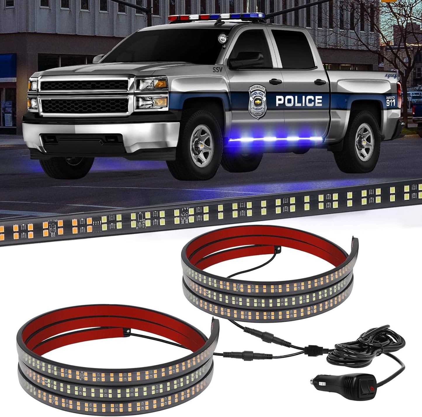 XRIDONSEN 70 inch Emergency Lights Strip for Trucks and SUVs