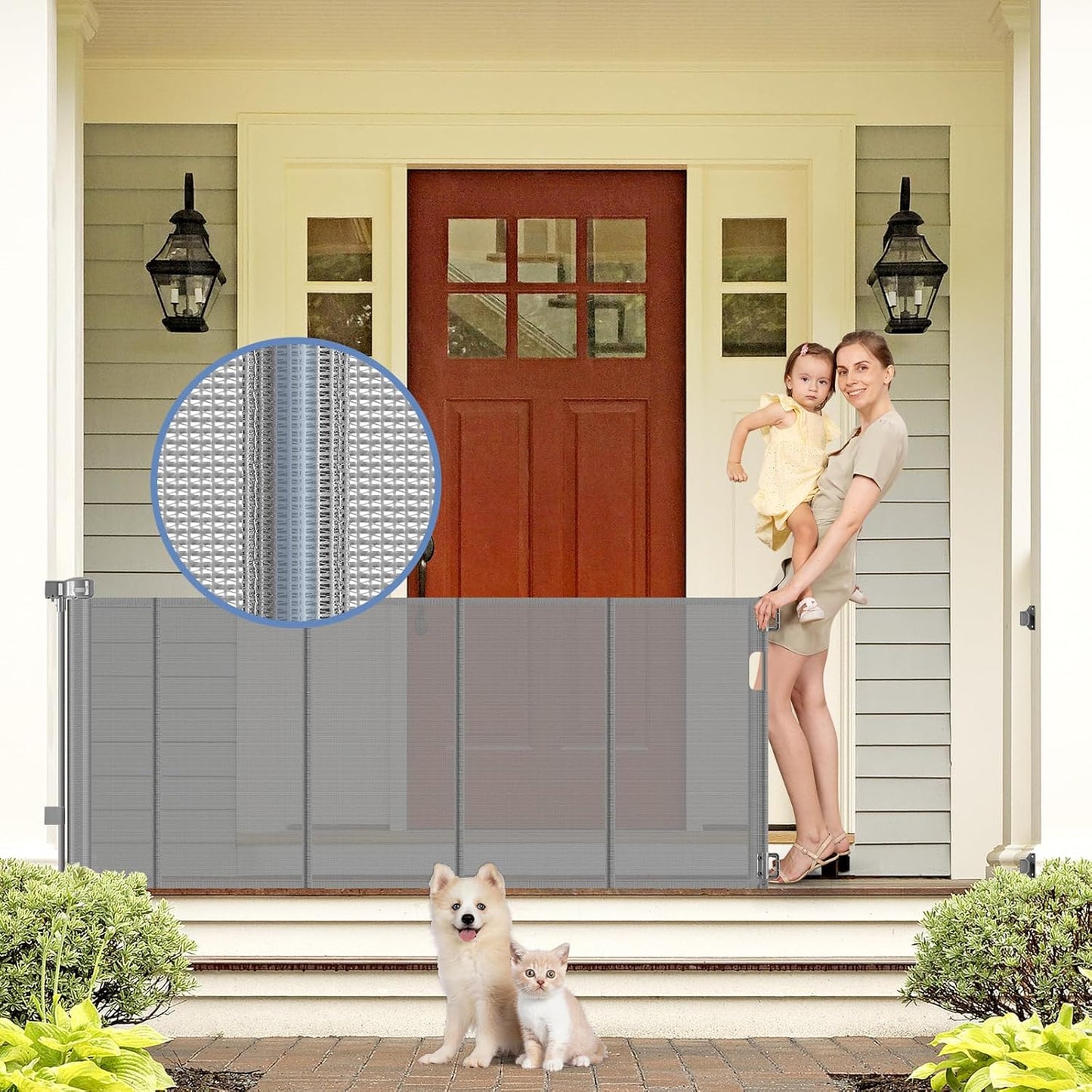 Reinforced Retractable Dog Gate for Indoor and Outdoor Use