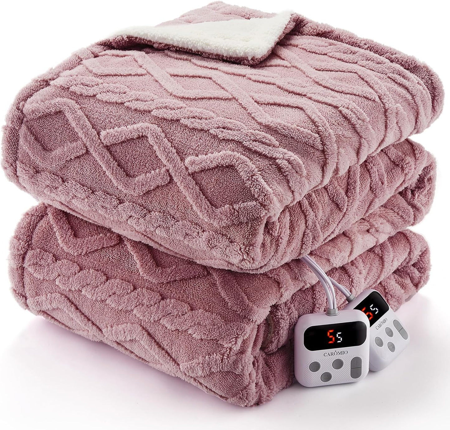 CAROMIO Electric Blanket Queen Size with Dual Control Features