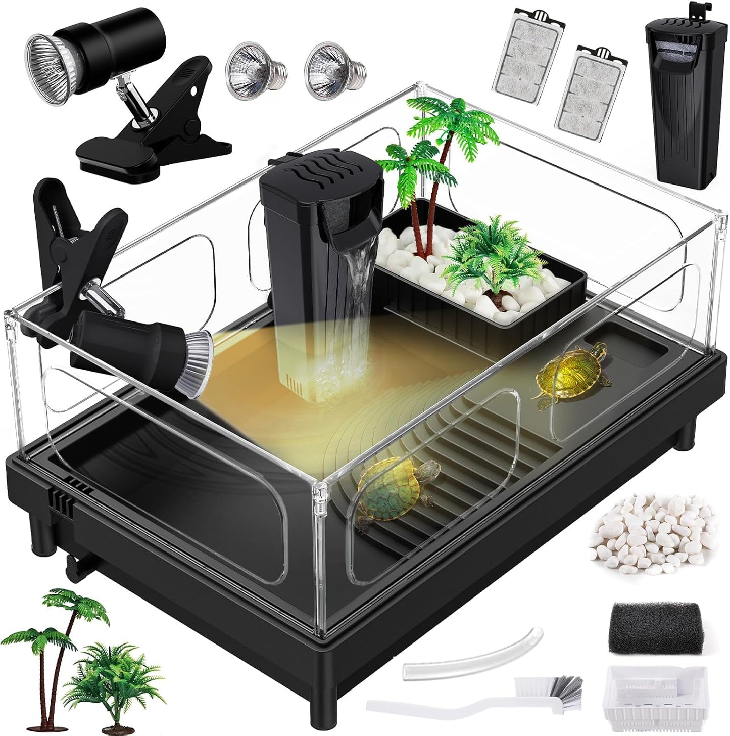 Small Turtle Tank Kit with Basking Platform for Reptiles