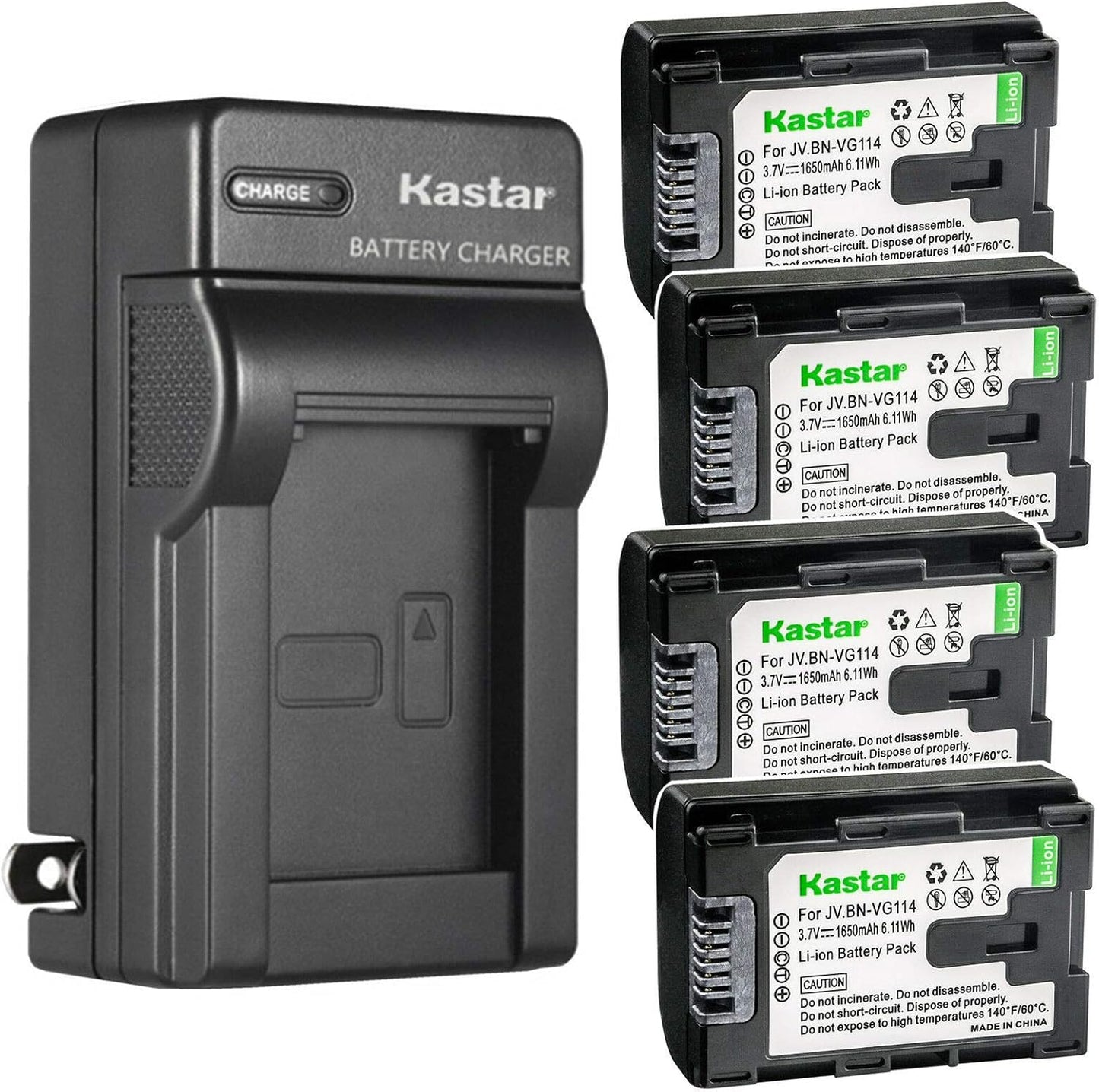 Kastar 4-Pack Battery and AC Wall Charger for JVC Cameras