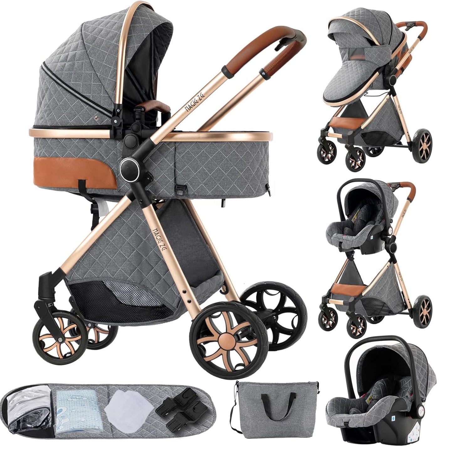 3-in-1 Reversible Luxury Baby Stroller - Suttonbebe