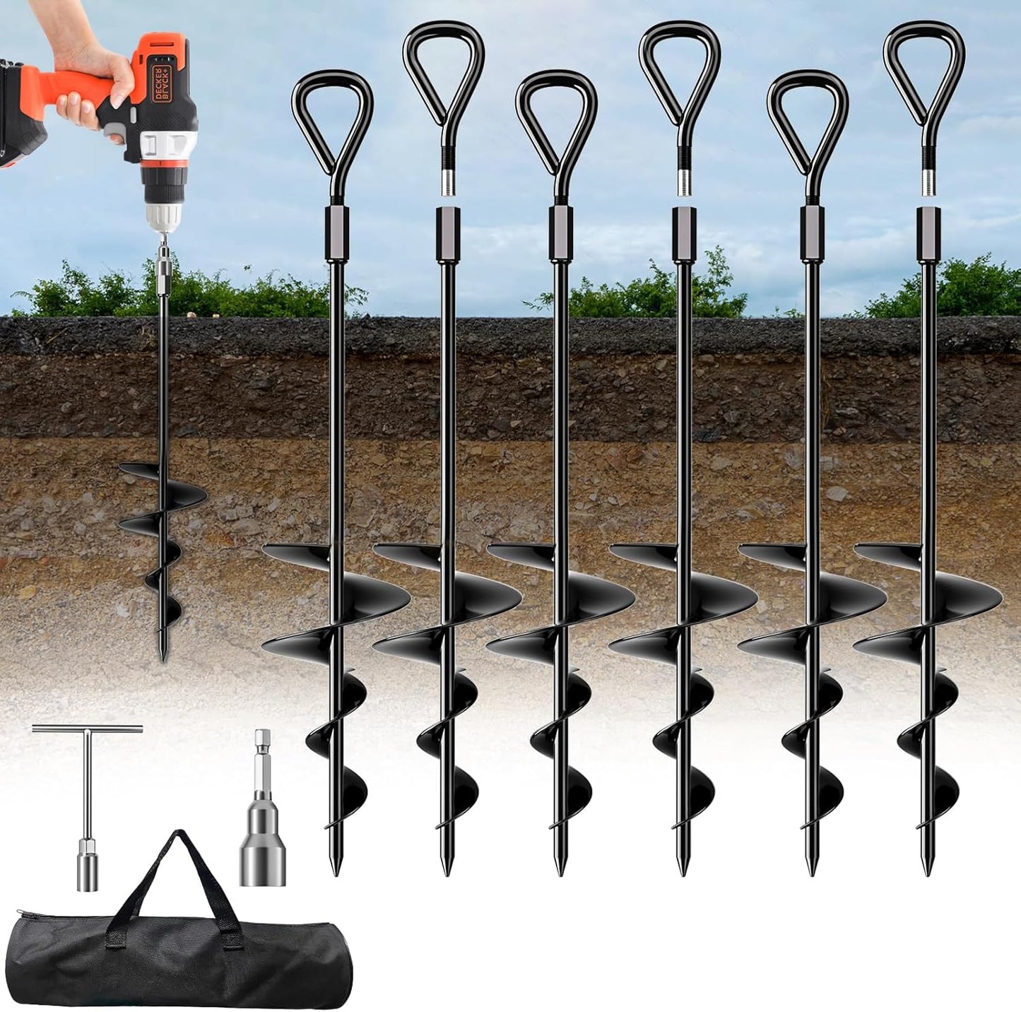 Heavy Duty Ground Anchor Kit for Camping and Outdoor Use