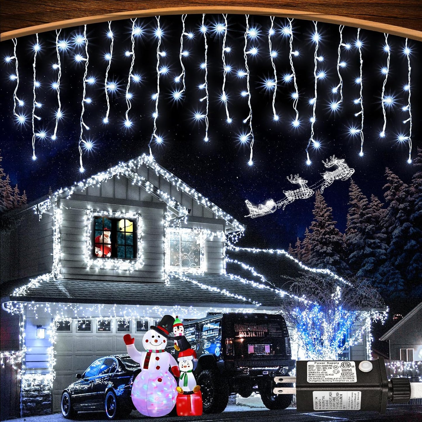 99ft 1216LED Icicle Lights for Outside Holiday Decoration