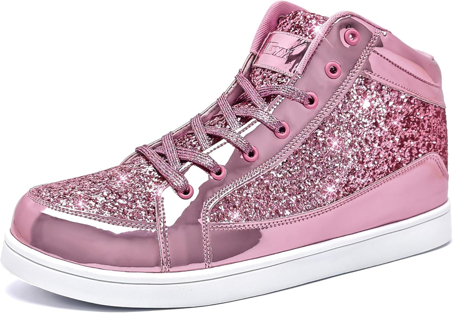 Glitter White High Top Casual Sneakers for Men - Bling Style