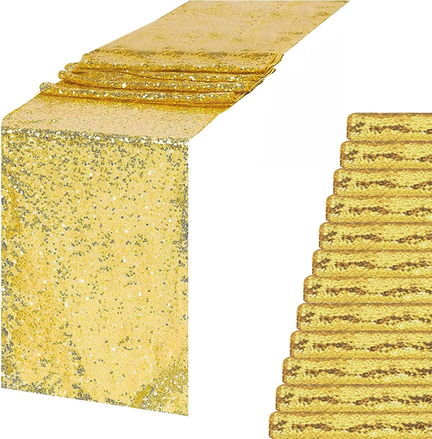 Gold Sequin Table Runner 12 PCS for Stunning Party Decor