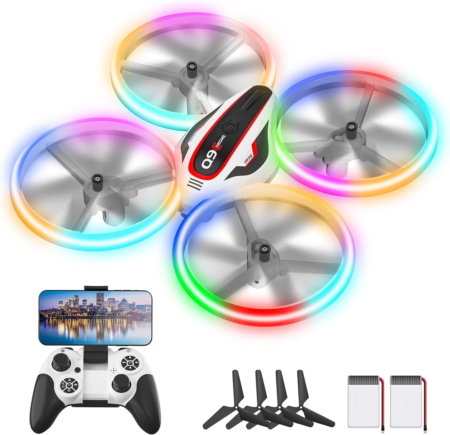 720P HD RC Drone: Easy Fly, Altitude Hold, LED Light