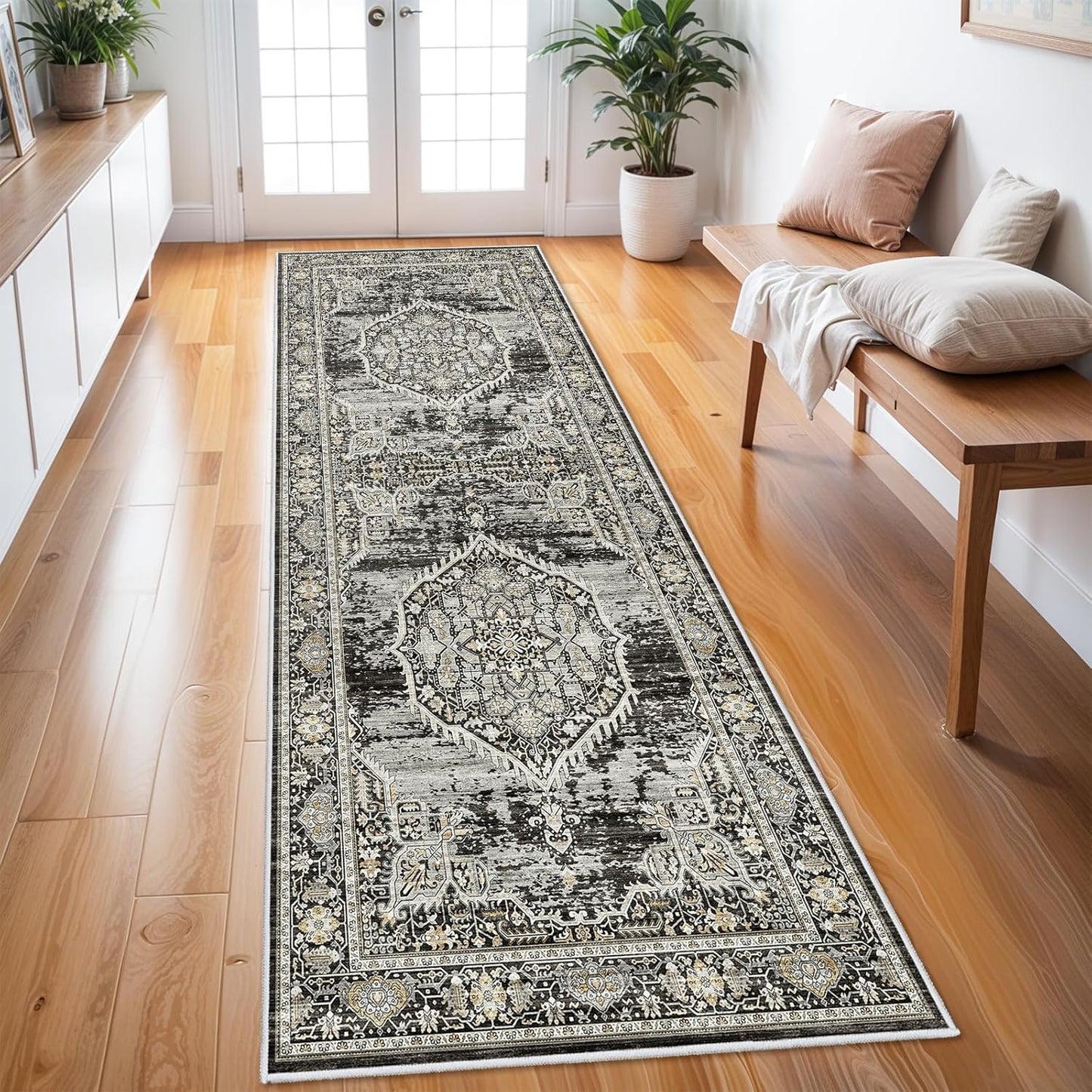 Washable Hallway Runner Rugs 3x8: Soft Ultra Thin Carpet