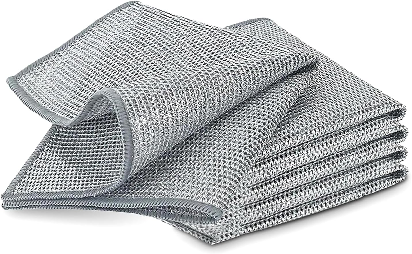 YinQin Double Layer Stainless Steel Dish Cloths - Non Scratch Cleaning, 20x20cm